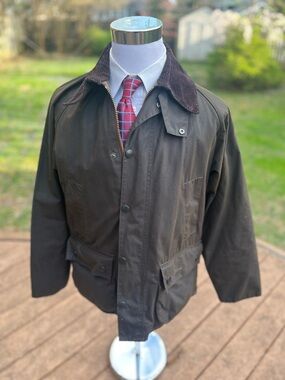 Barbour Bedale Wax Jacket Olive Green Sz 38 ENGLAND UK Excellent Mens